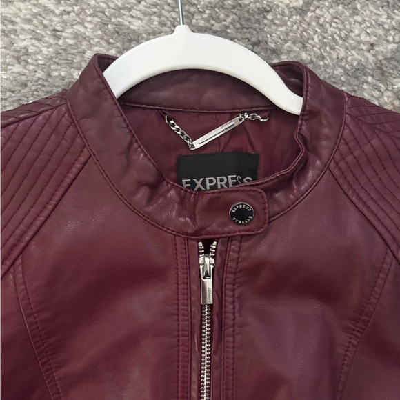 Express Maroon Leather Jacket for Women - Picture 4 of 8